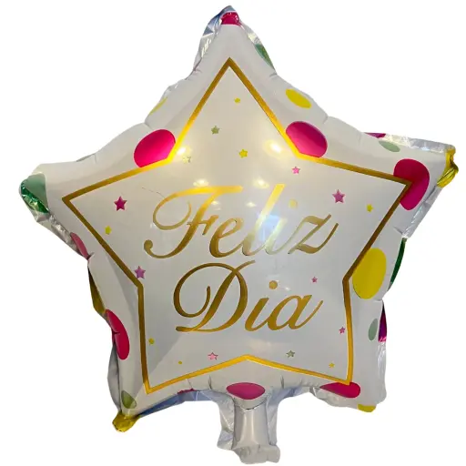 Globo metalizado feliz dia estrella con aire 9 pulgadas